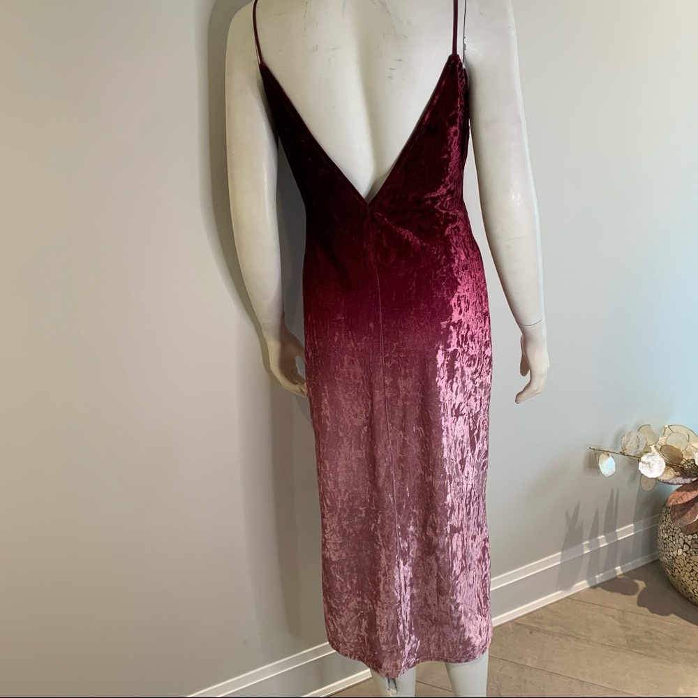 Sunset Skyline Burgundy Ombré Velvet Dress - Picture 5 of 8